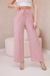 Viskózové nohavice so širokými nohavicami tmavo púdrovo ružovej farby UNI