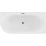 MEXEN/S - Gia voľne stojaca rohová vaňa reliéf pravá 170 x 80, biela mat, sifón a prepad grafit metal 52701708001P-95