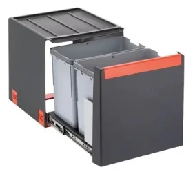 Franke Sorter Cube 40 čierno-šedá / Odpadkový kôš / triedený odpad / 2 x 14 l / ručný výsuv (134.0039.330)