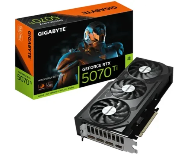 GIGABYTE GeForce RTX 5070 Tí WINDFORCE OC V2 16GB / 2497MHz / 16GB GDDR7 / 256-bit / 1x HDMI + 3x DP / 750W (16) (GV-N507TWF3OCV2-16GD)