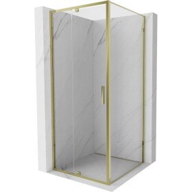 MEXEN/S - Exo sprchovací kút dvere krídlové 90 x 90, transparent, zlato 819-090-090-50-00