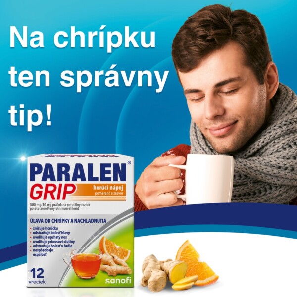 PARALEN Grip horúci nápoj pomaranč a zázvor 12 vrecúšok