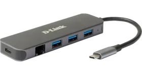 D-Link DUB-2334 sivá / USB-C hub / 3x USB 3.0 / RJ-45 Gigabit LAN / USB-C PD 3.0 (DUB-2334)