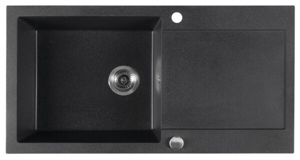 SAPHO SAPHO - Drez granitový zabudovateľný s odkvapom, 97x50cm, čierny GR1614
