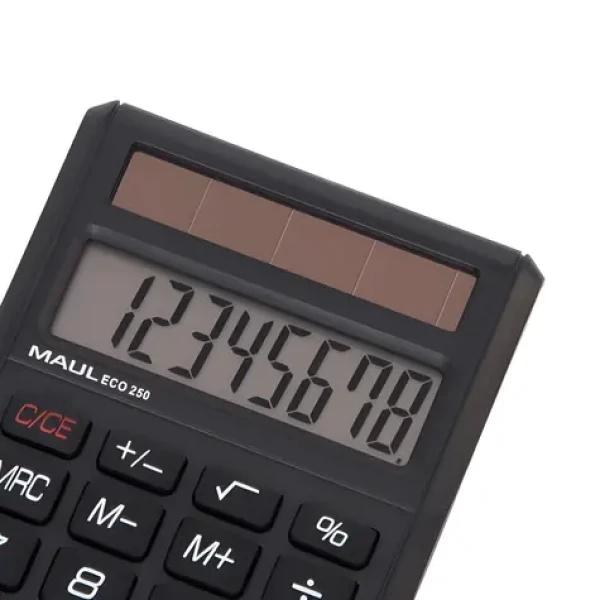 Maul ECO 250 čierna / Kalkulačka vrecková / osemmiestna / solárne napájanie (7268290)