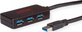 Roline ROLINE USB 3.2 Gen 1 Hub, 4 porty, z Repeaterem, Čierny, 10 m