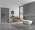 CERANO - Sprchová zástena Walk-in Onyx Round Ľ/P - 8 mm - guľatá vzpera - čierna matná, grafitové sklo - 120x200 CER-426421