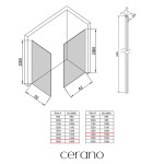 CERANO - Sprchová zástena Walk-in Crystal TL/P - 10 mm - bezvzperový systém - čierna matná, grafitové sklo - 160x140x200 CER-8050BD80743
