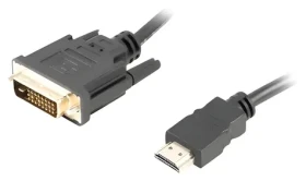 Lanberg CA-HDDV-20CU-0030-BK čierna / Kábel HDMI na DVI-D / 3 m / 4K / Dual Link / pozlátené kontakty (CA-HDDV-20CU-0030-BK)