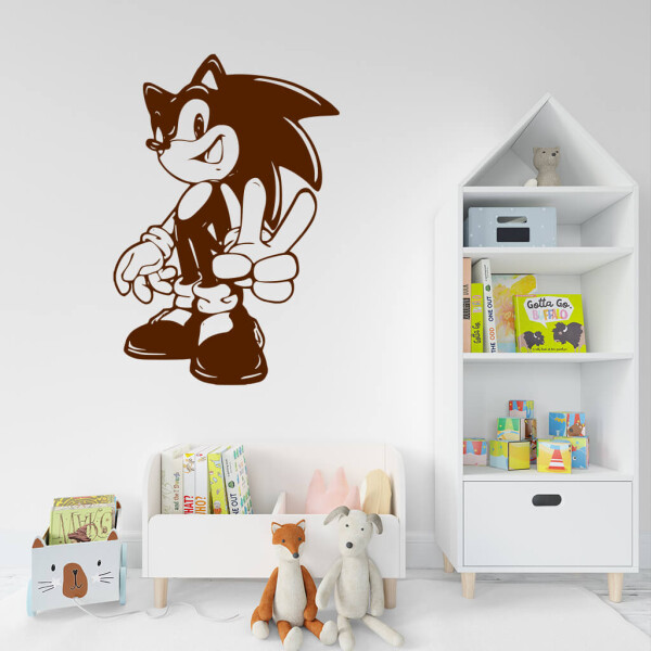 Veselá Stena Samolepka Postava Ježko Sonic Farba: hnědá, Veľkosť: 80 x 54 cm