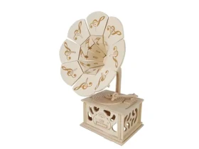 Woodcraft Drevené 3D puzzle Gramofón prírodné drevo