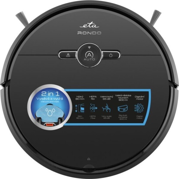 Eta ETA | Robot Vacuum Cleaner | Rondo ETA124490000 | Wet&Dry | Operating time (max) 100 min | Li-ion | 4000 mAh | Dust capacity 0.6 L | Juodas