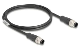 DeLock M12 / Prepojovací kábel / 8 pin / kódovanie A / Cat5e S/FTP / 1 m / PVC (80806)