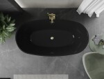MEXEN/S - Eris voľne stojaca vaňa 170 x 80, čierna, sifón a prepad kartáčované zlato 53441708070-55