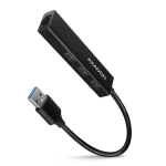 Axagon HMA-GL3A, USB 5Gbps húb, porty 3x USB-A + Gigabit Ethernet, kovový, kábel USB-A 20cm (HMA-GL3A)