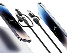 USAMS SJ645U U85 fialová / Dátový kábel / 6v1 / USB-C, USB, Lightning, Micro-USB / 100W PD / 1,2m (SJ645USB02)
