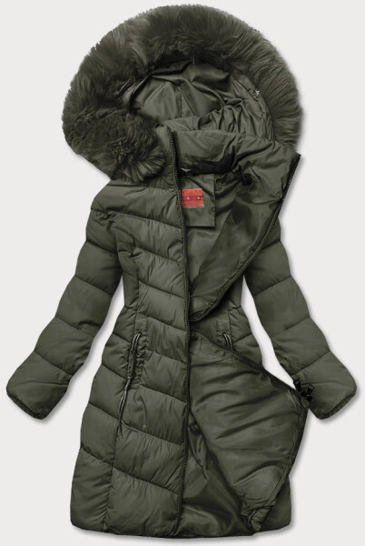 Zimná bunda v khaki farbe s kapucňou (ty045-29) odstíny zelené S (36)