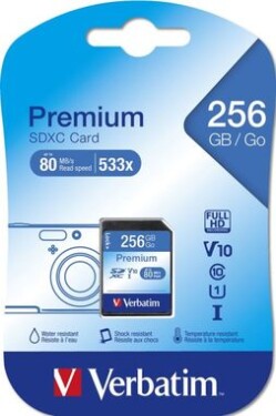 Verbatim SDXC 256 GB pamätová karta Premium U1 / Class U1 / UHS-I / R: 90 MBps / W: 10 MBps (44026)