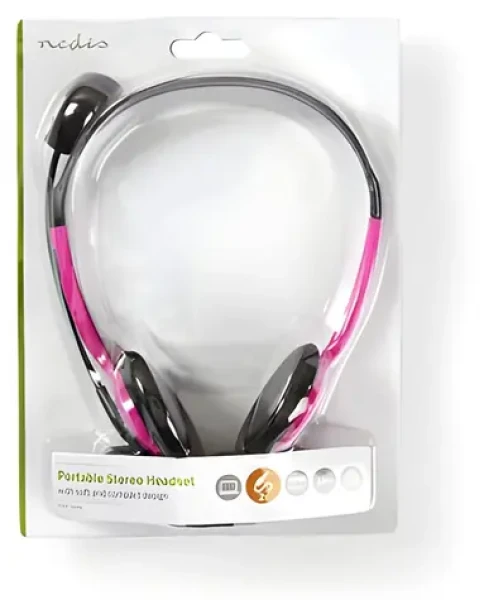 Nedis PC slúchadlá ružová / Slúchadlá / Stereo / 2x 3,5 mm / Skladací mikrofón (CHST100PK)