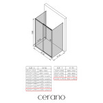 CERANO - Trojstenný sprchovací kút Varone POINT UL/P - 6 mm - čierna matná, grafitové sklo - 160x100x195 - posuvný CER-8050BD7904
