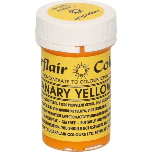 Gélová farba canary yellow 25 g - Sugarflair - Sugarflair