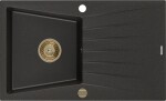 MEXEN/S MEXEN/S - Cesar granitový drez 1 s odkvapkávačom 775x470 mm, čierna/zlatá metalik, sifón chróm 6514771010-75-G