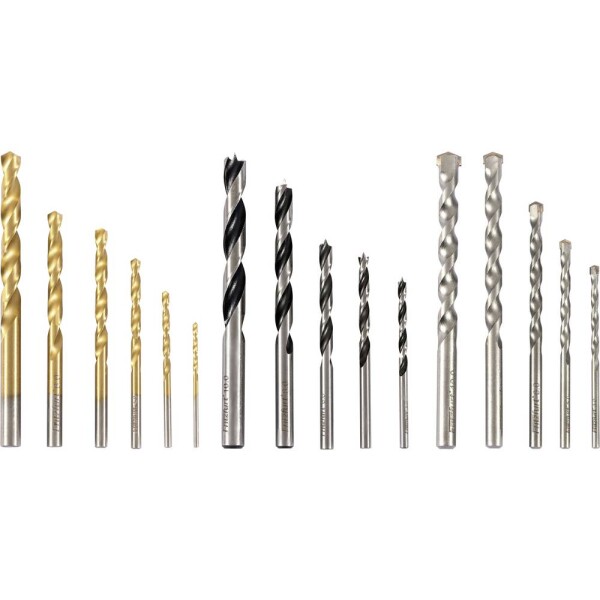 FRITZFURT 1171-3016 sada viacúčelového vrtáka 16-dielna Celková dĺžka 190 mm valcová stopka 1 sada; 1171-3016