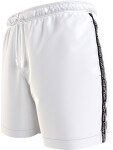 Pánske plavky Medium Drawstring Swim Shorts Logo Tape KM0KM00741YCD biela Calvin Klein