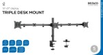 Deltaco Triple Desk Mount, tilt, swivel, rotate, 13-27", 7 kg