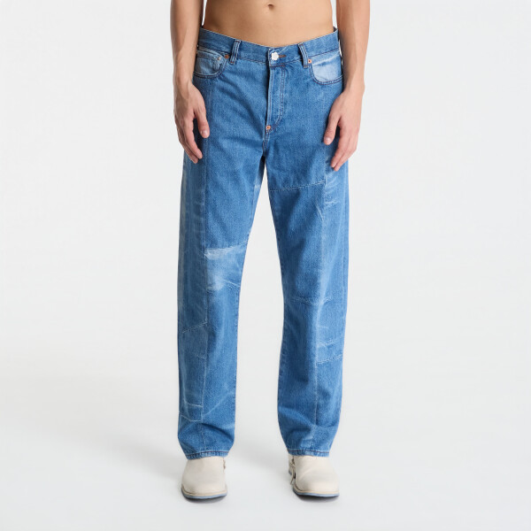Kalhoty KENZO Patchwork Straight Fit Jeans In Japanese Denim Stone Bleached Blue Denim 33