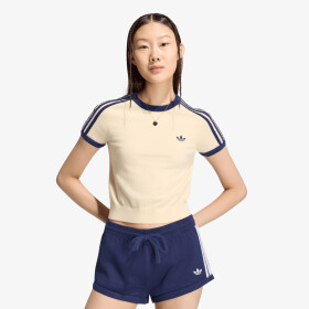 Tričko adidas Knitted T-shirt Warm Vanilla/ Night Indigo S