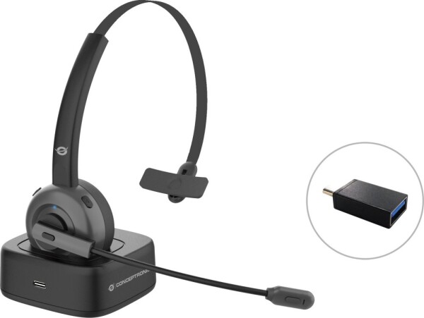 Conceptronic Headset Wireless Bluetooth mit Ladestation sw