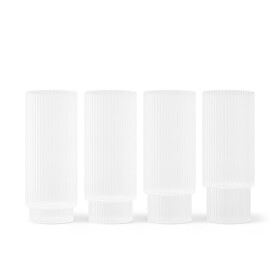 Ferm LIVING Poháre Ripple Frosted Long Drink 300 ml – set 4 ks