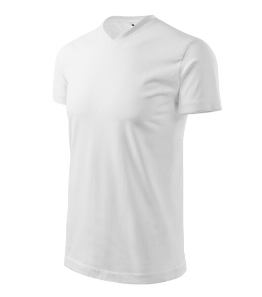 Ťažké tričko s výstrihom do V unisex biele 3XL