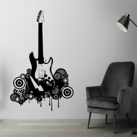 Veselá Stena Samolepka Elektrofonická gitara Farba: čierna, Veľkosť: 80 x 50 cm