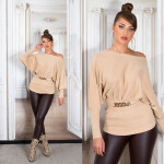 Sexi priliehavý sveter 9295 - In Stylefashion UNI Hnědá