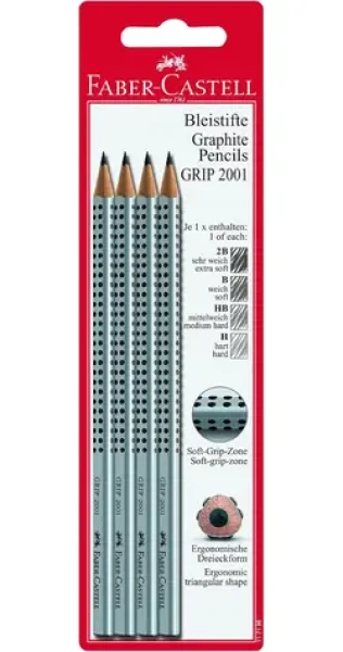 Faber-Castell Grip 2001 Grafitová ceruzka - HB/H/2B/B 4ks (117198)