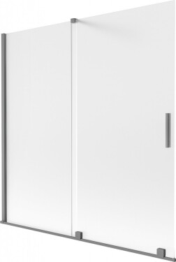 MEXEN/S - Velár dvojkrídlová posuvná vaňová zástena 160 x 150, dekor, grafit metal 896-160-000-31-95