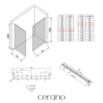 CERANO - Sprchová zástena Walk-in Crystal TL/P - 8 mm - bezvzperový systém + polička/držiak na uteráky - chróm, grafitové sklo - 110x80x200 CER-8050BD6305