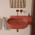 OMNIRES - OVO M+ umývadlo na dosku/závesné - pravé, 64 x 44 cm, terracotta mat; OVO645UWPTE