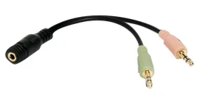 LogiLink CA0020 čierna / Audio adaptér / Jack 3,5 mm 4 pin (F) na 2x Jack 3,5 mm 3 pin (M) / 0,15 m (CA0020)