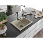 MEXEN/S MEXEN/S - Elix granitový drez 1-miska 600 x 500 mm, béžový, sifón czarn 6525601005-69-B