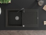 MEXEN/S MEXEN/S - Leo granitový drez 1 s odkvapkávačom vrátane batérie Telma, čierna/zlatý metalik 6501-75-670200-70