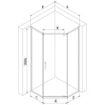 MEXEN - Exo sprchovací kút päťboký krídlový 90 x 80, transparent, chróm 812-090-080-01-00