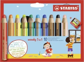 STABILO® Woody 3 in 1 - 10 ks sada s strúhadlom - 10 rôznych farieb (880/10-2)