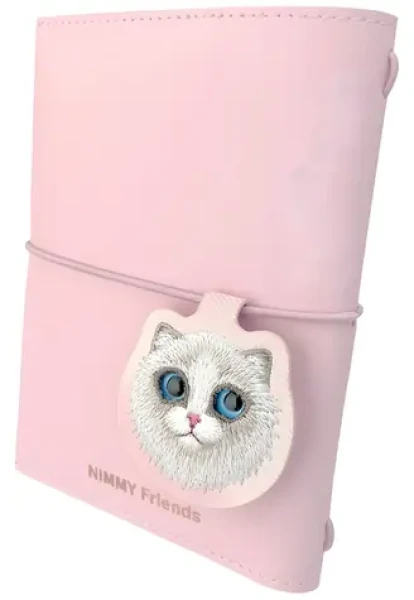 Nimmy Big-Eye Cute Pets 2.0 Cat ružová / Zápisník s perom / eko koža / gumička a magnetická záložka (N-XDY-SZB-07D-D)