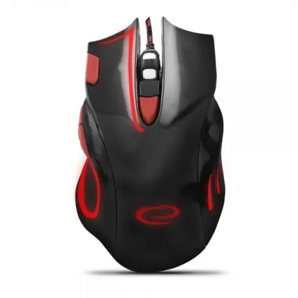 Esperanza EGM401KR Hawk čierno-červená / herná optická myš / 2400 DPI / USB / 7 tlačidiel + koliesko / LED / 1.5 m (EGM401KR)