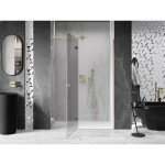 MEXEN/S - Lunar L sprchové dvere krídlové ľavé 130, transparent, zlatá 834L-130-000-50-00-L