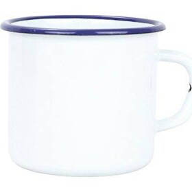 Belis Smaltovaný hrnček 7 cm/ 0,25 l biely/ modrý lem, vyrobené pre BELIS/SFINX - Belis - Belis
