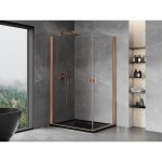 MEXEN/S - Mist-B Duo sprchovací kút dvere krídlové 90 x 80, transparent, meď kartáčovaná 8A2-090-080-65-00